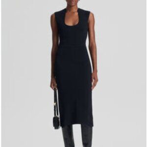 Crepe Knit Scoop Neck Dress Black
